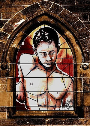 Lidbury Male Nude Stain Glass No 14