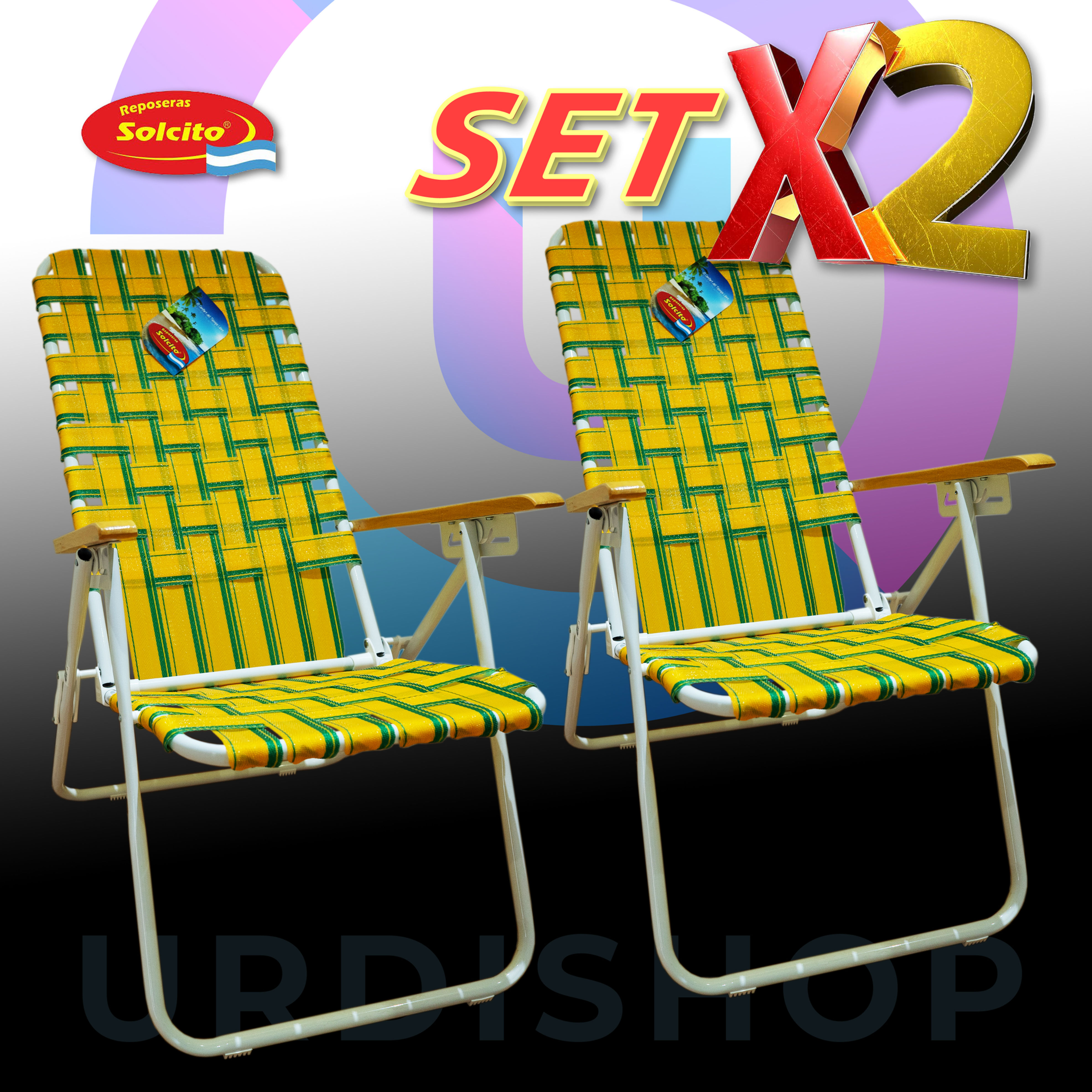 Set x 2 reposeras altas 1090, acero 7/8