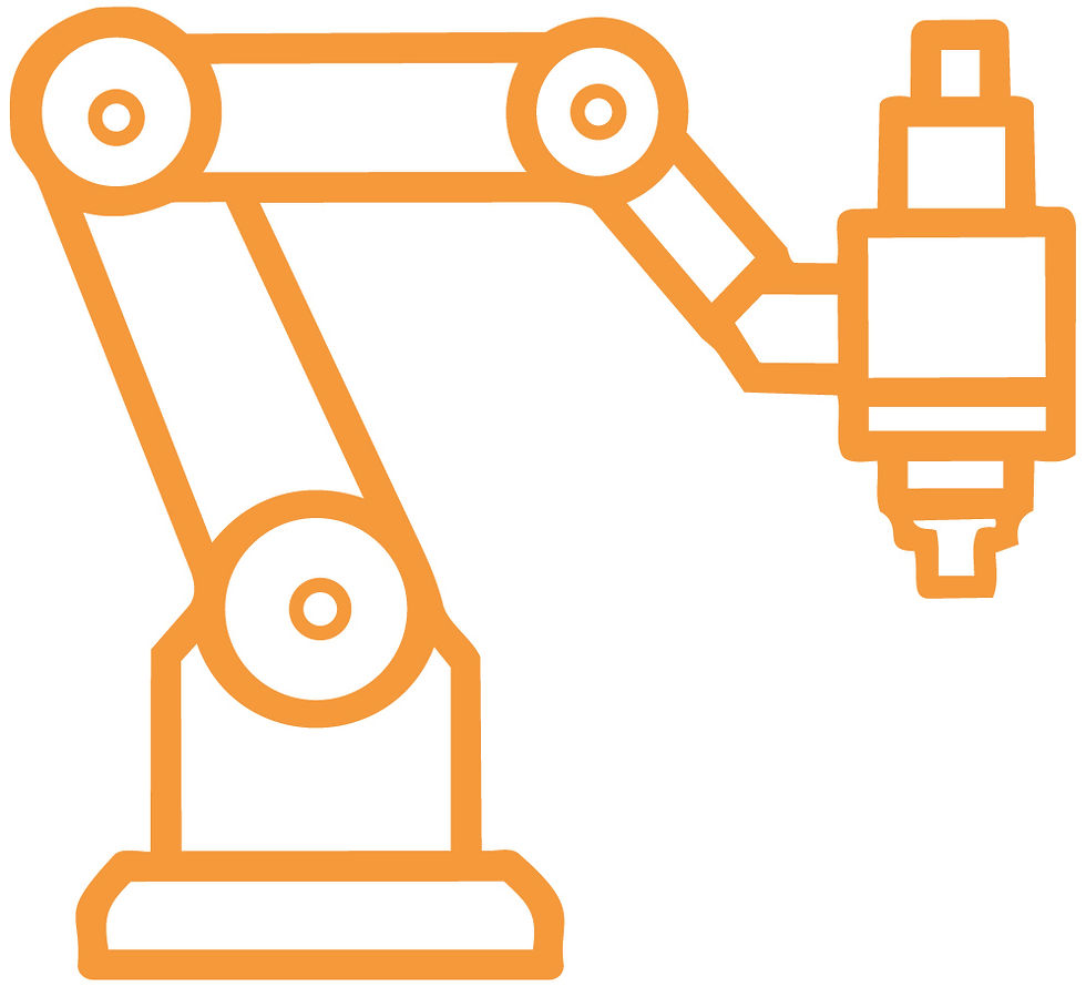 Ícono de columnas y brazos especiales para automatización de soldadura.