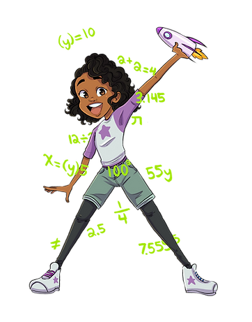 Madison Miles standing with her legs apart excited while holding a rocket in the air