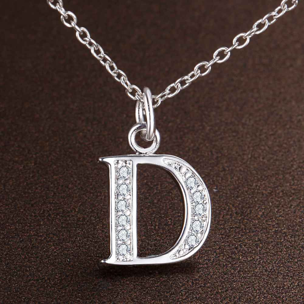 26 Letter 925 Sterling Silver Necklace Pendant For Women Fashion Clavicle Chain