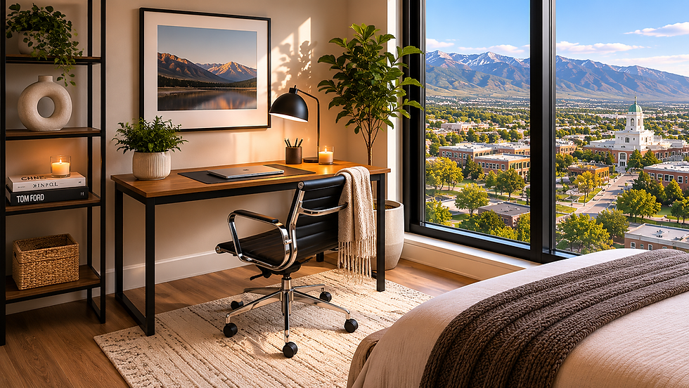 Furnished apartment workspace in Layton for relocation and apartment living