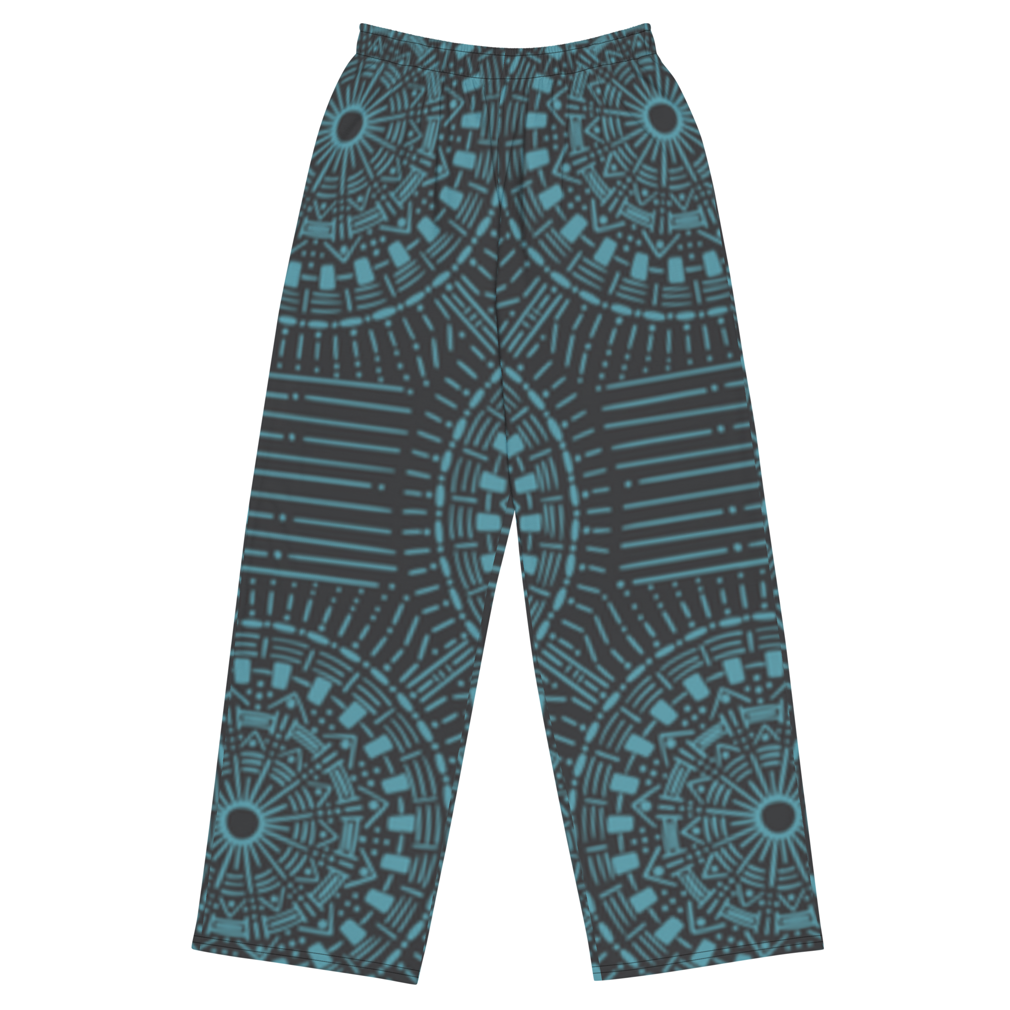 Teal Patterned Wide Leg Pants