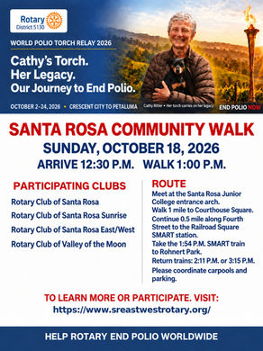 World torch relay santa rosa community walk on Sunday October 18, 2026