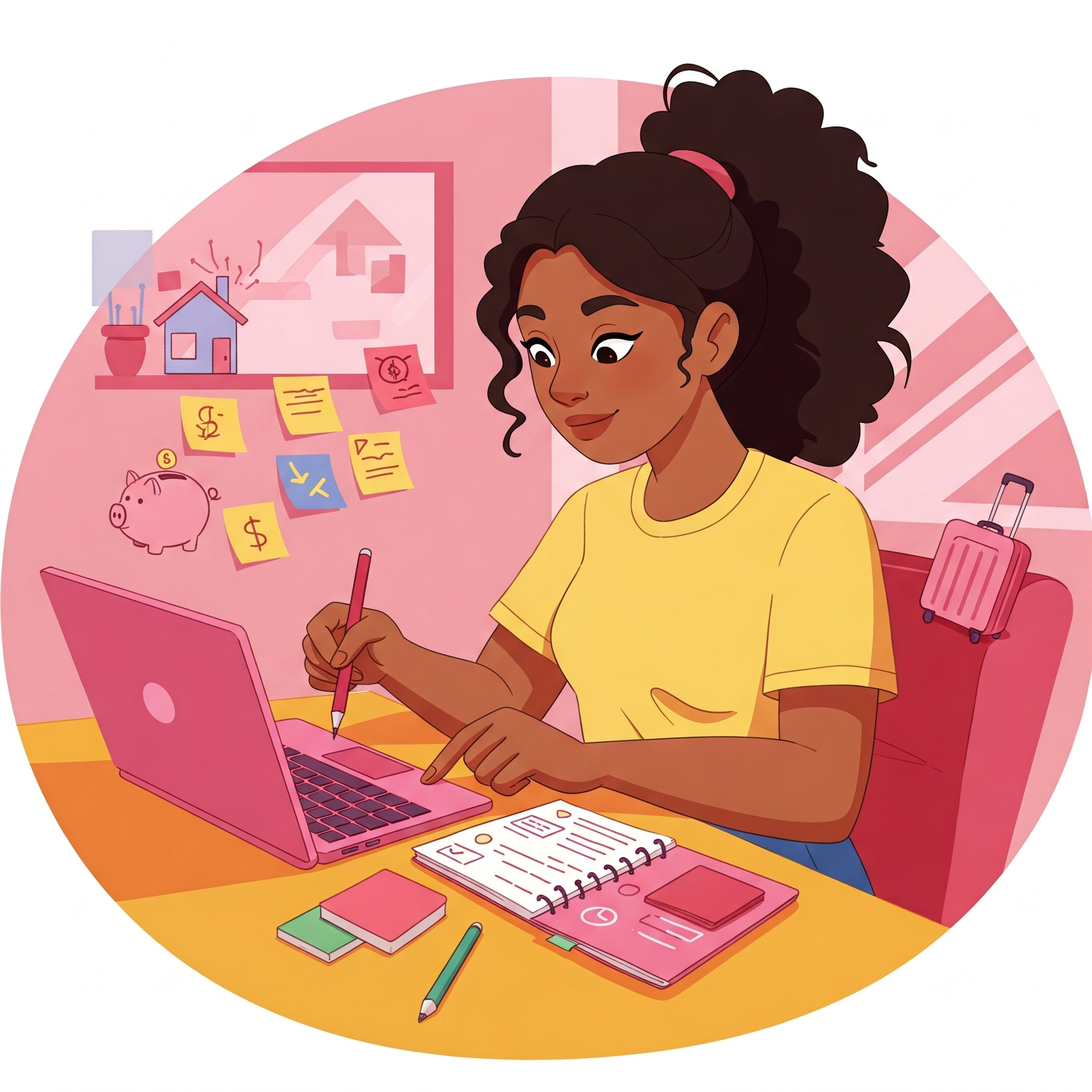 Young woman creating a spending plan and budget