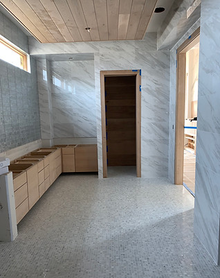 This whole bathroom got tiled up with luxury tile