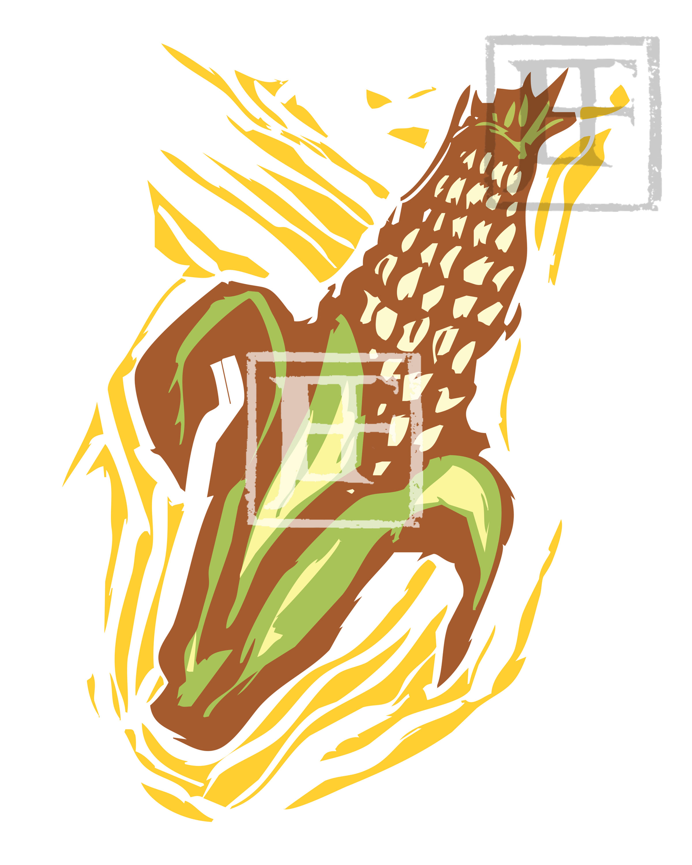 Woodcut Corn
