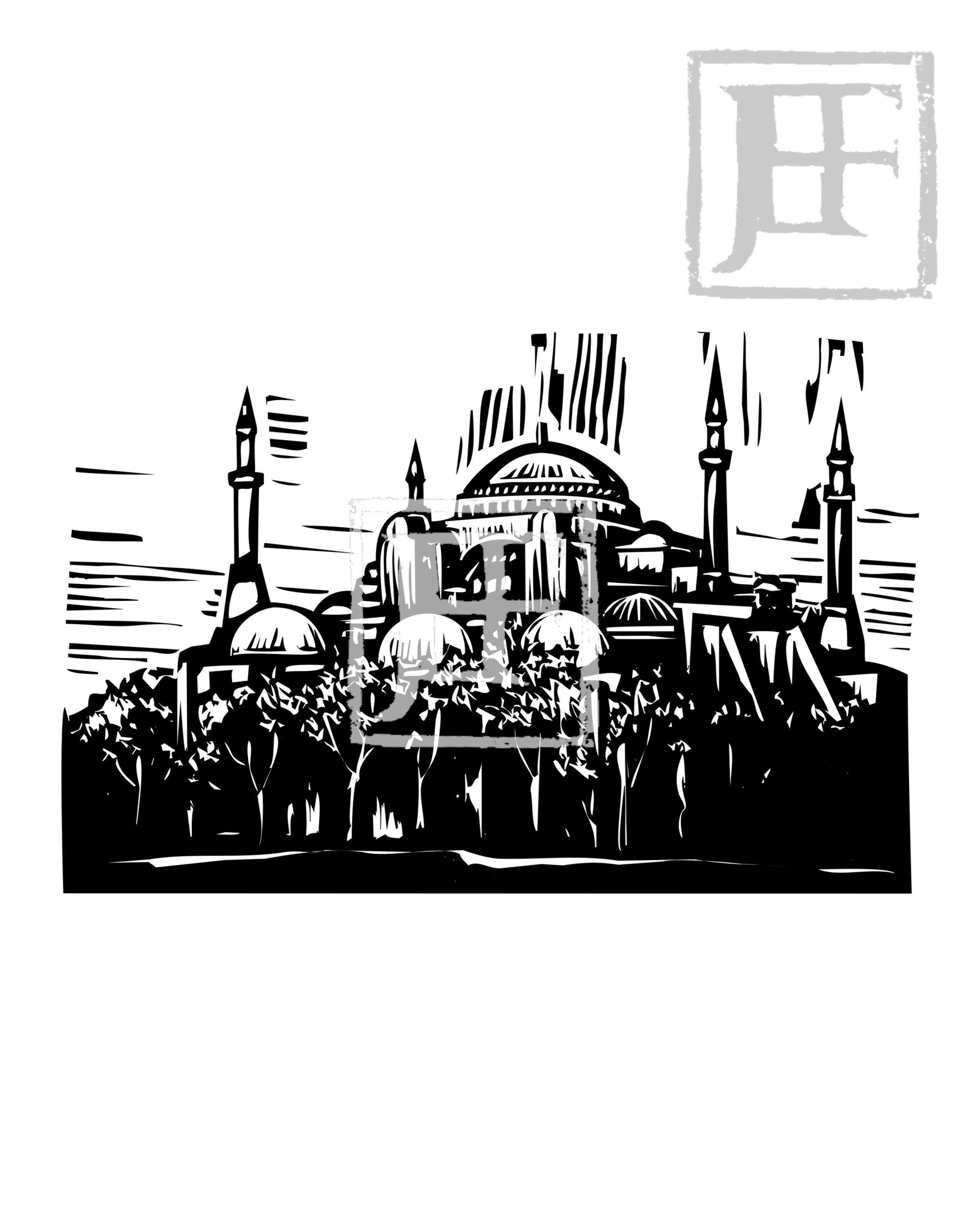 Woodcut Hagia Sophia
