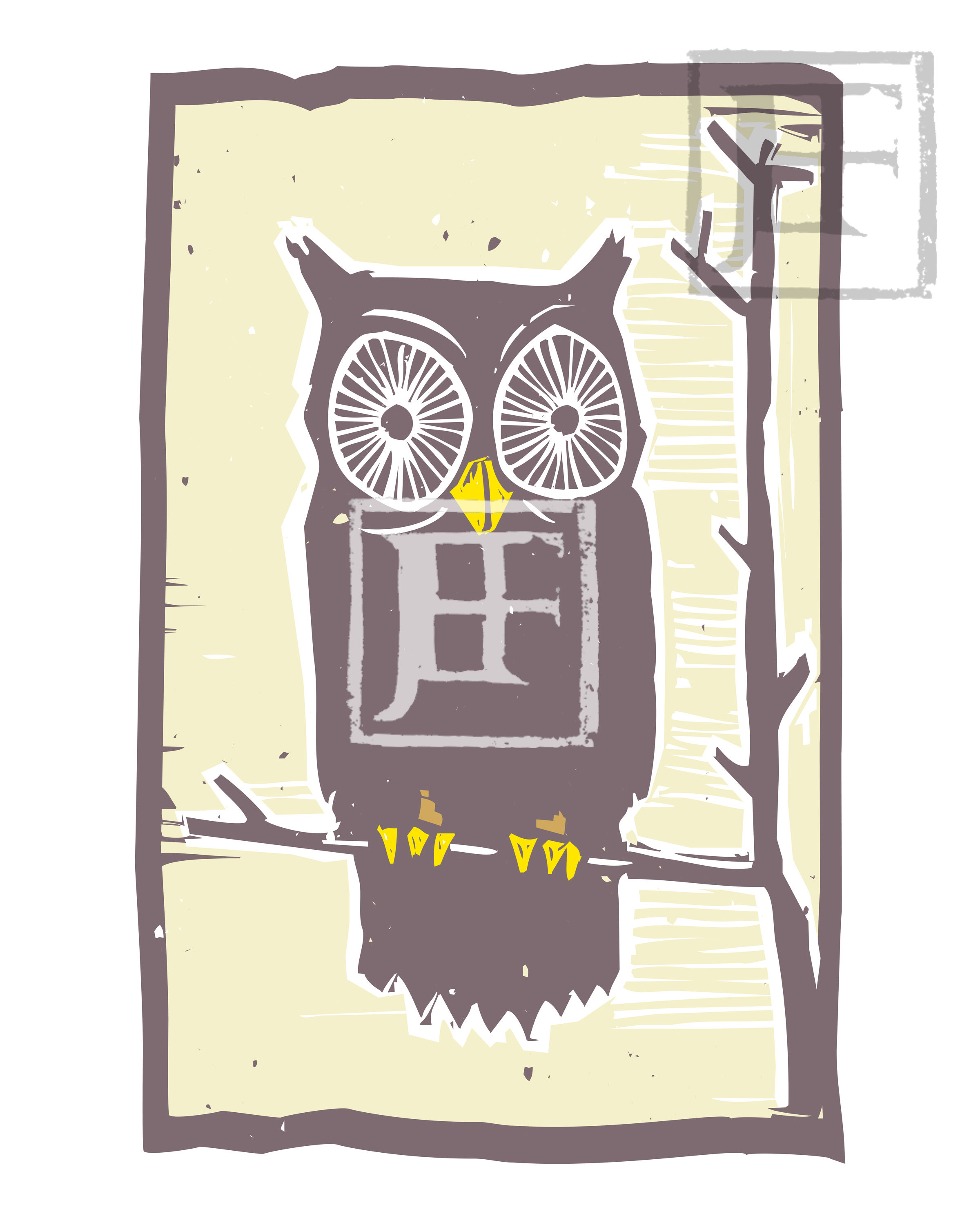 Owl Woodblock