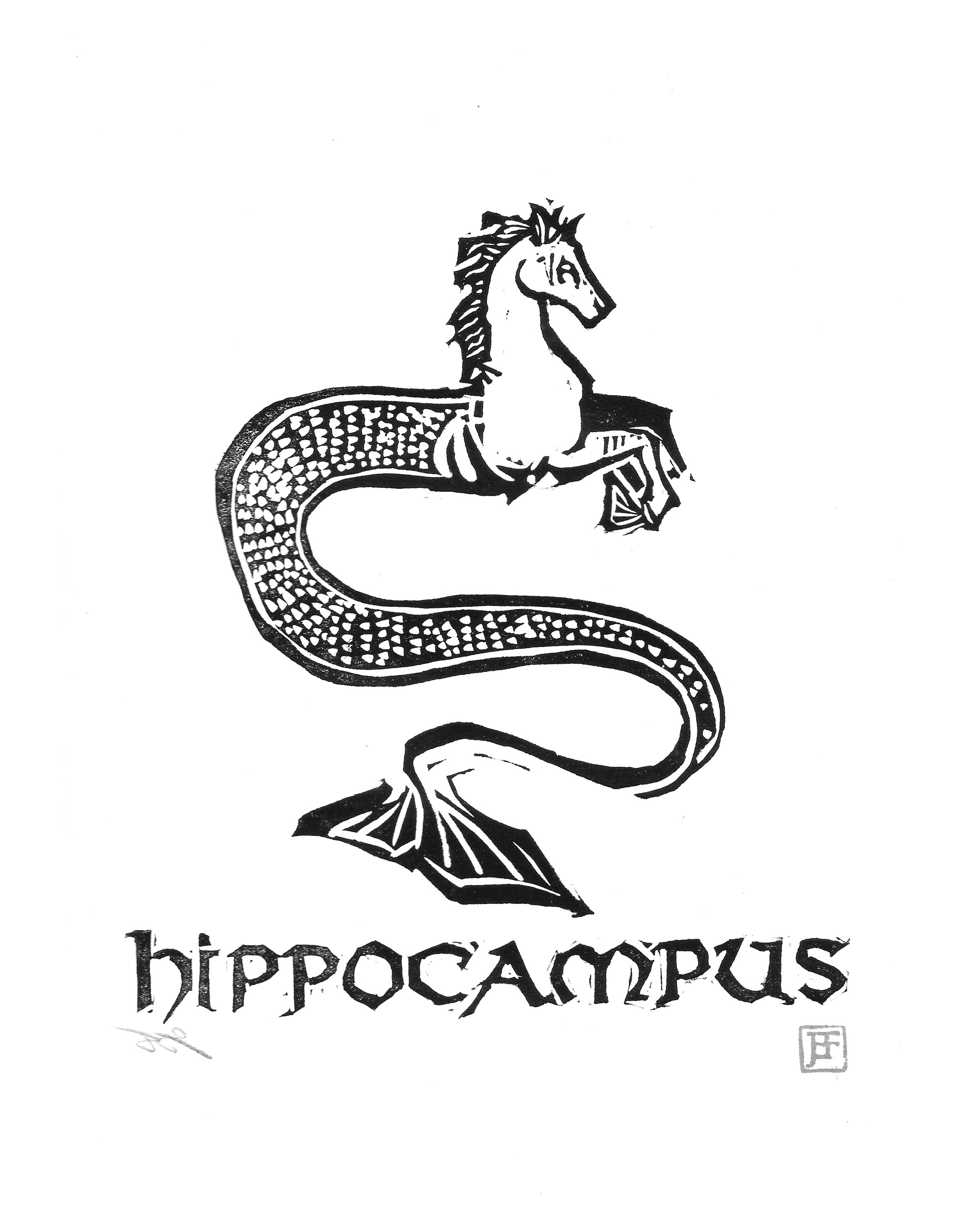 Hippocampus Linoprint