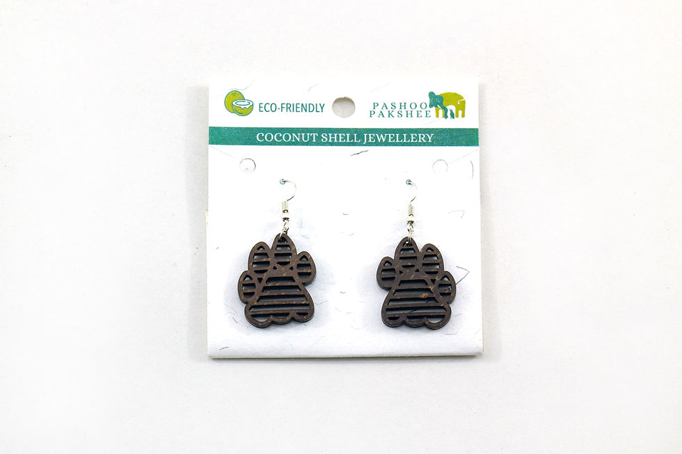 Thumbnail: Tiger Pugmark Coconut Shell Earrings