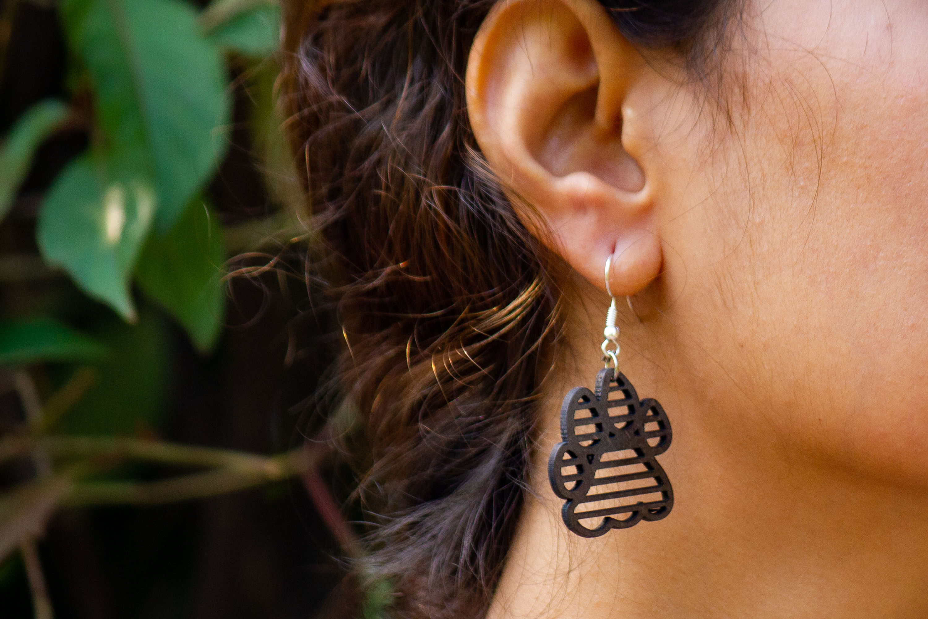 Tiger Pugmark Coconut Shell Earrings