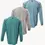 Thumbnail: Back view of 3-pack FR Elite Welding Work Shirts in Baby Blue, Gray & Teal.