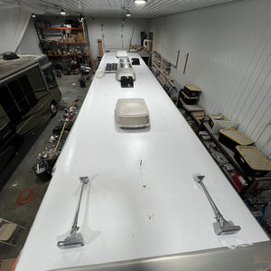 Vogue Motorcoach — Roof Restoration, Seam Repair, Patch, & High-Gloss Recoat