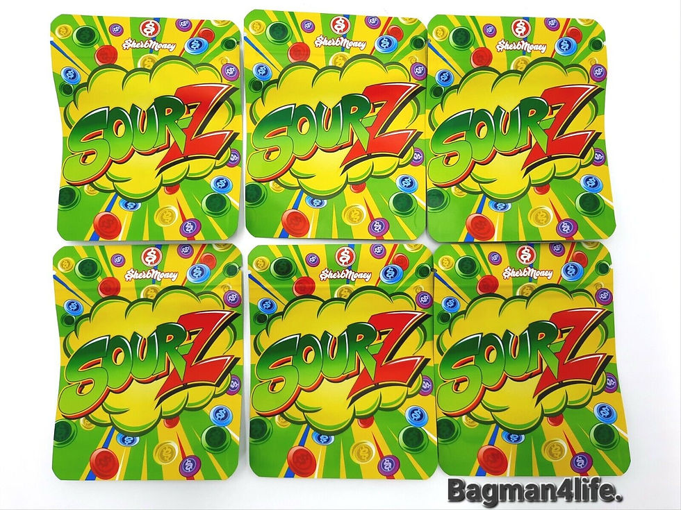 $herbmoney, Sour - Z, Cali Packs, Resealable Mylar Bags. x 100.