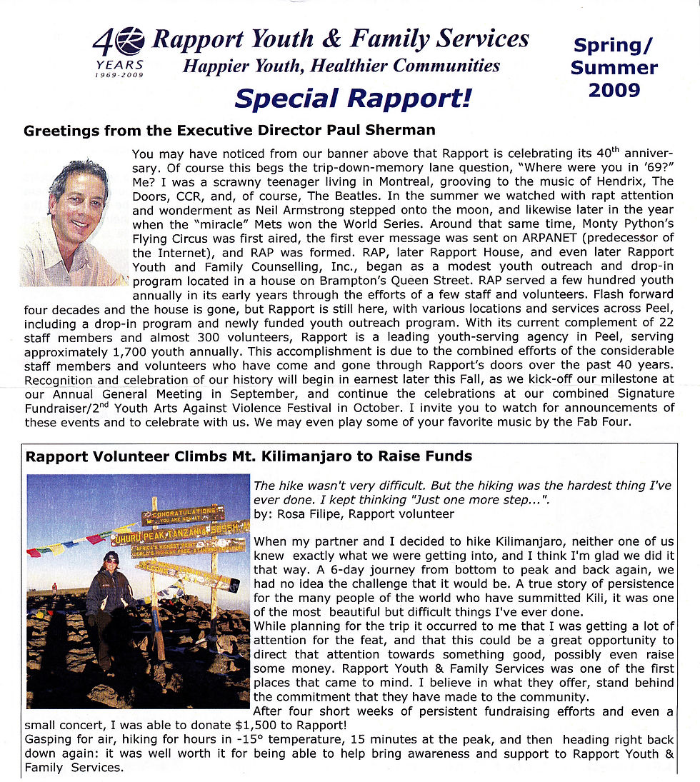 Volunteer Work: Rapport Youth