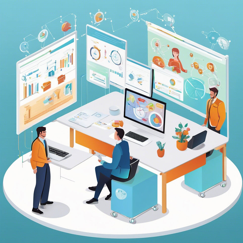 Create a high-quality, realistic image depicting a modern company implementing automation