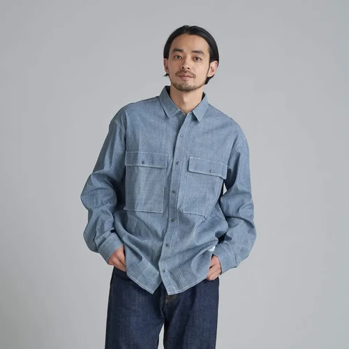 NANGA TAKIBI CHAMBRAY FIELD SHIRT NVY | CAMP STUDIO STORE