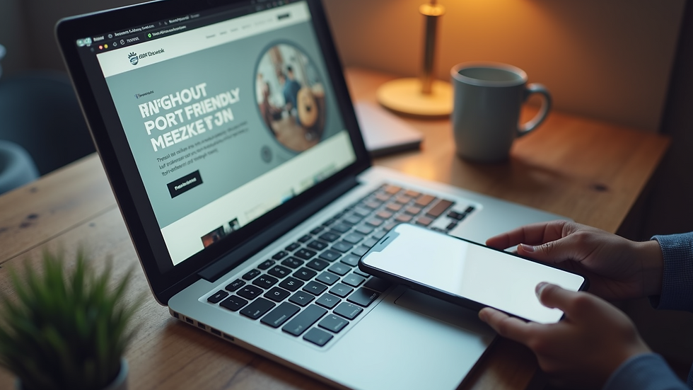 High angle view of a laptop and smartphone displaying a modern mobile-friendly website