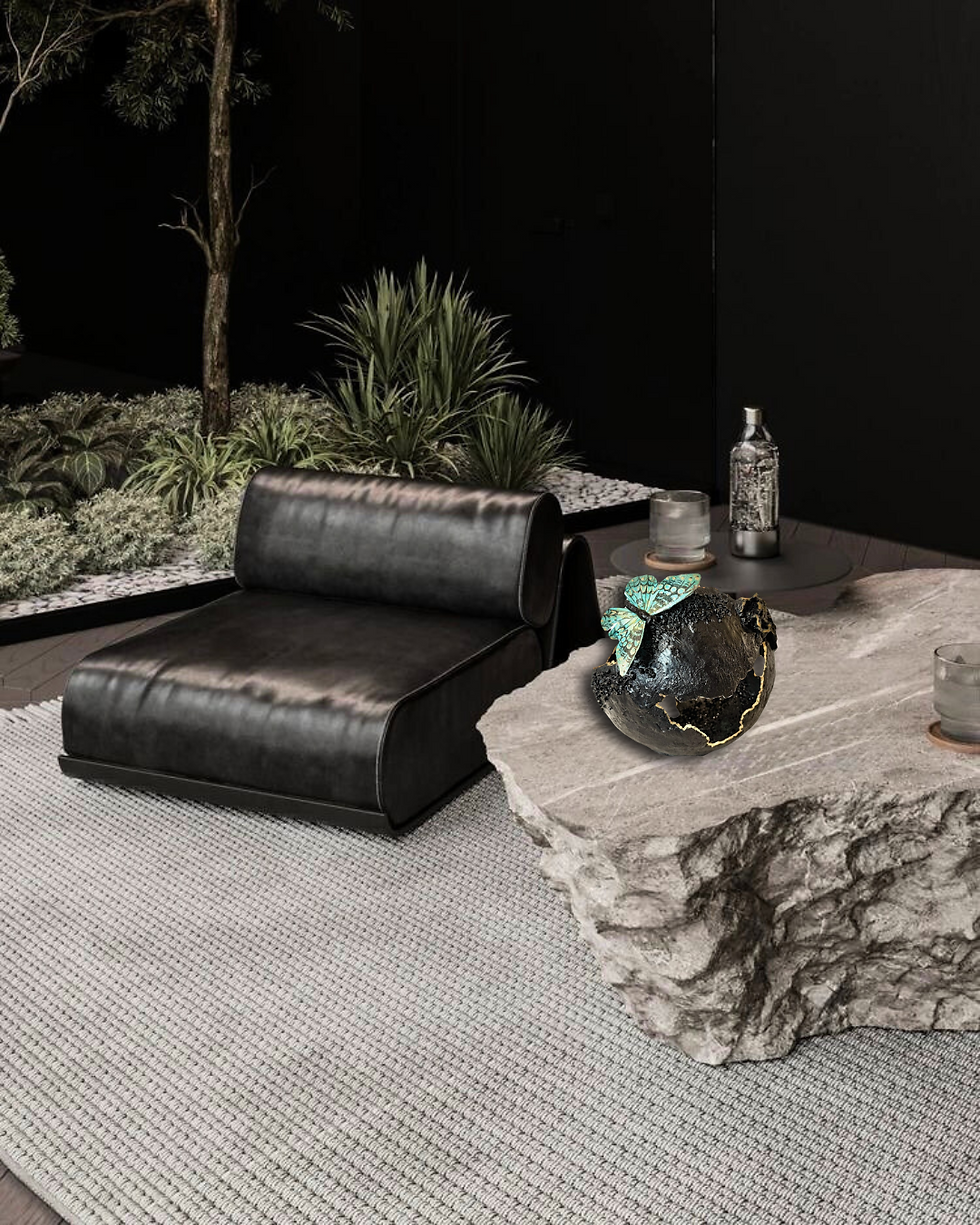 Thumbnail: "Black/Gold Flower Vase"