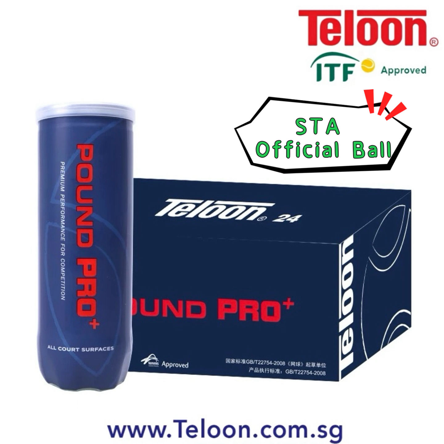 72 Balls | STA Official | ITF APPROVED “POUND PRO+” | Tournament | 3 Balls/Tube