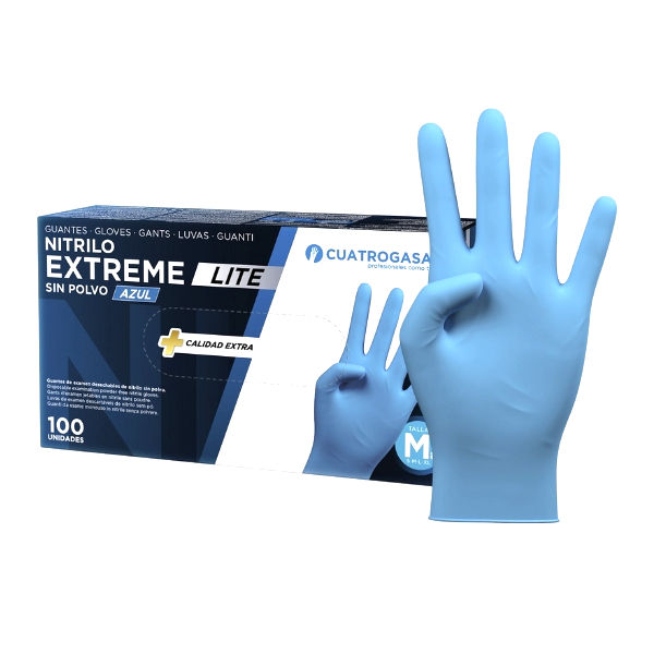 scatola guanti in nitrile EXTREME LITE e un guanto in primo piano Cuatrogasa