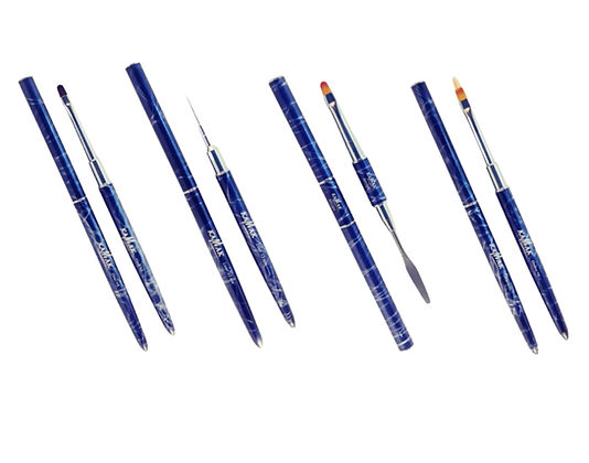 Pennelli professionali per unghie KAMAK con dettagli marmorizzati blu scuro con argento