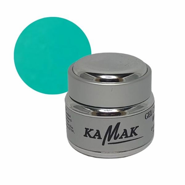 KAMAK Gel color 026 in barattolino argento, in secondo piano sfera colore. KAMAK ITALIA