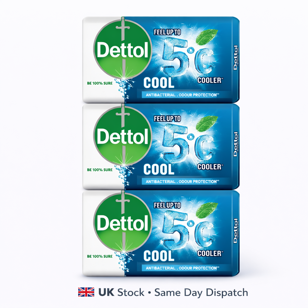 Dettol Cool Antibacterial Soap Bars 3 Pack Fresh Cooling Hygiene Soap
