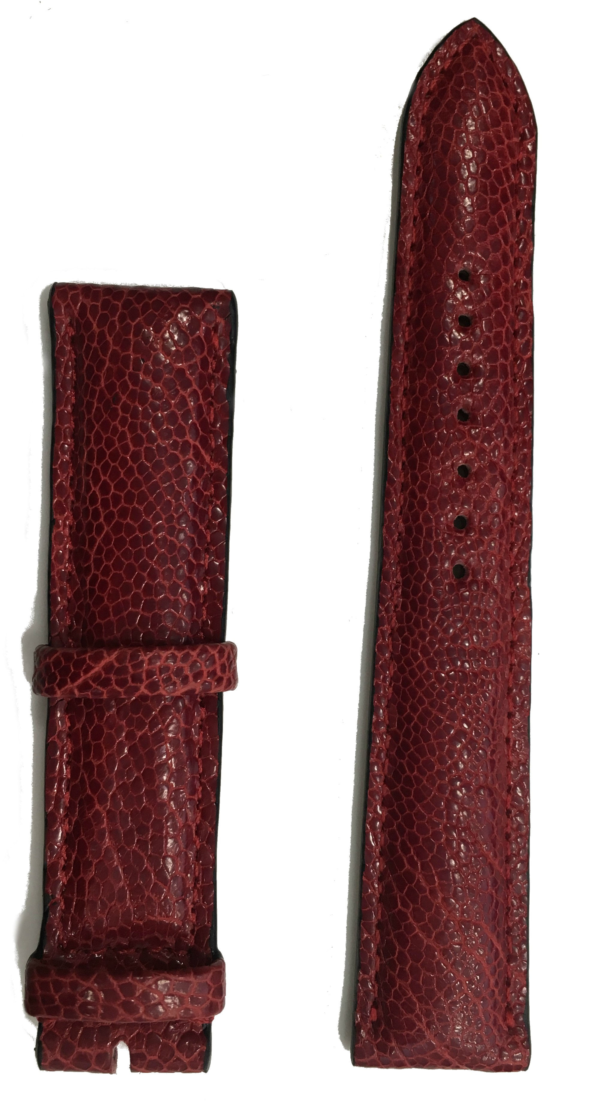 Red ostrich leather watch band