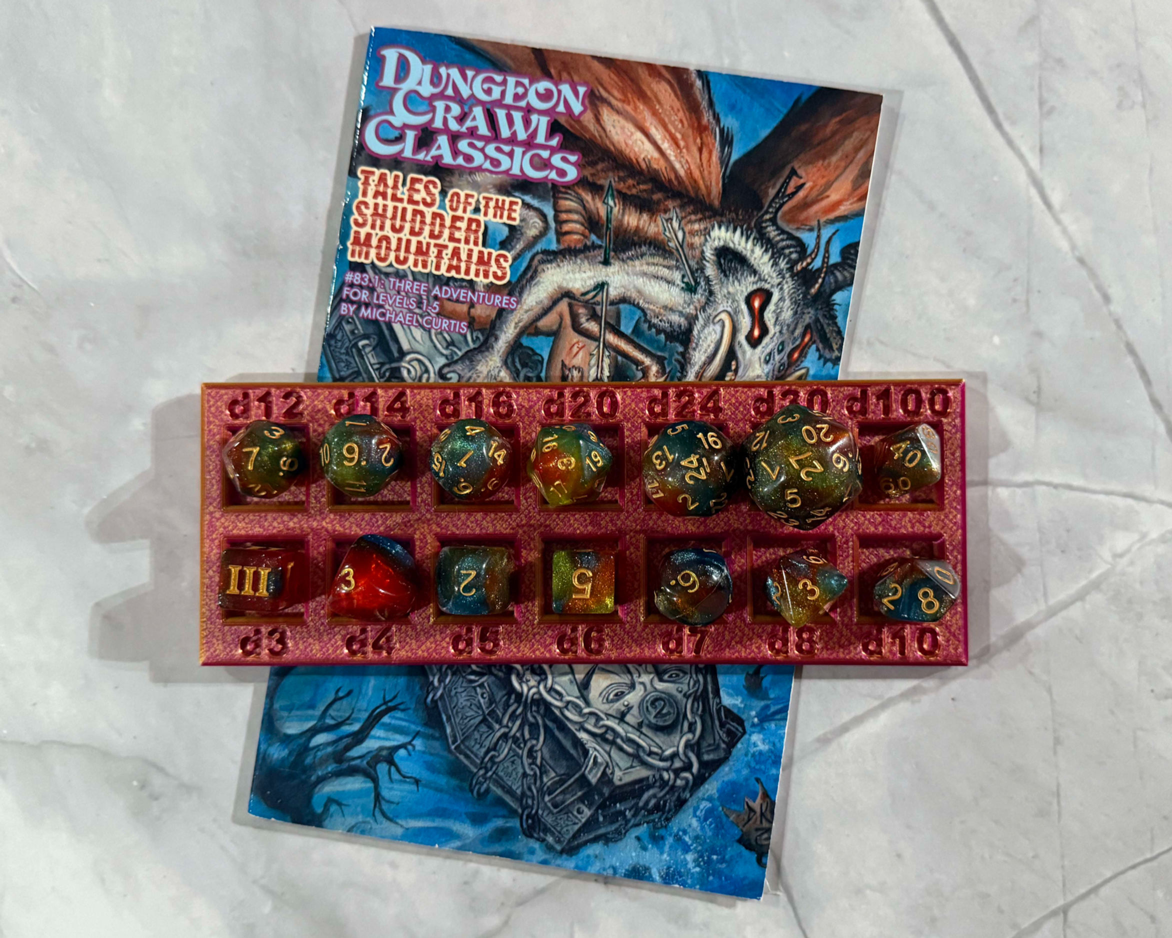 Dice Tray: Lake of Fire | Gold-Fuchsia| Silk