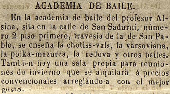 extrait du journal "El Barcelones" du 10 novembre 1850
