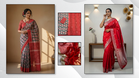 handloom sarees in red and white