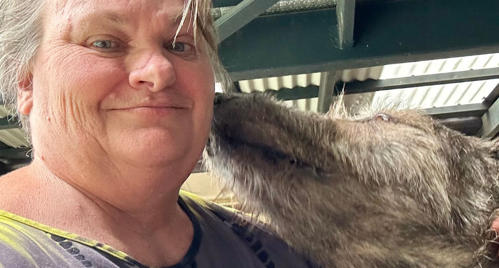 Woman with dog, close-up selfie. Nanna Jen’s Services Gallery. Nanna Jens Services