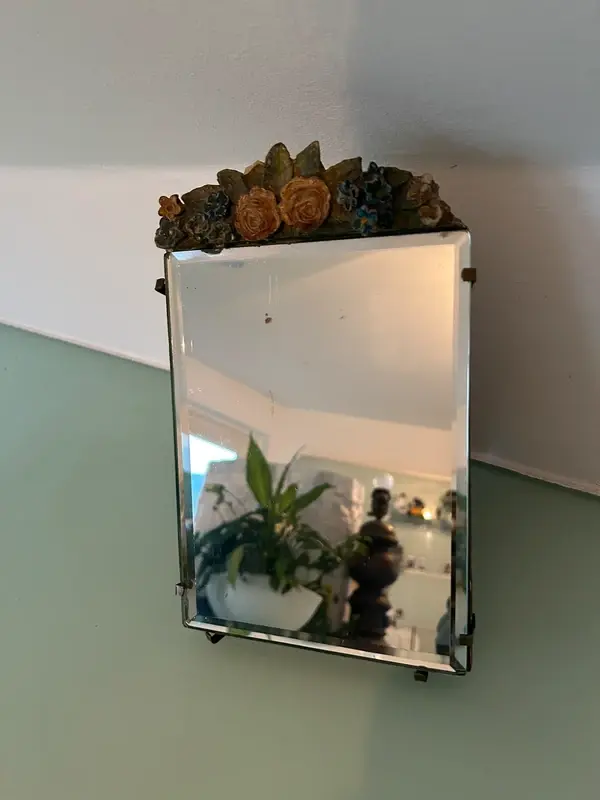 Miroir ancien Barbola – décor floral peint main – années 1920–40