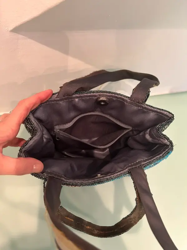 Miniature : Sac perlé M&M's vintage - brodé main - anses décollées