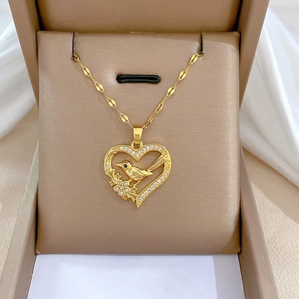 Miniatura: Colar de Coração de Zircônia em Ouro