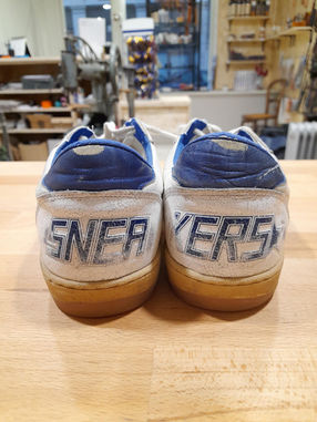 Cordonnerie de la Passerelle 69002. Réparer des talons de baskets Golden Goose.