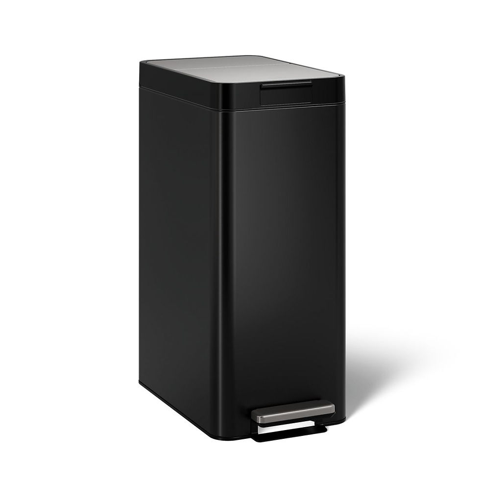 Thumbnail: Kohler 13-gallon stainless steel slim step trash can with bifold lid — K-23826