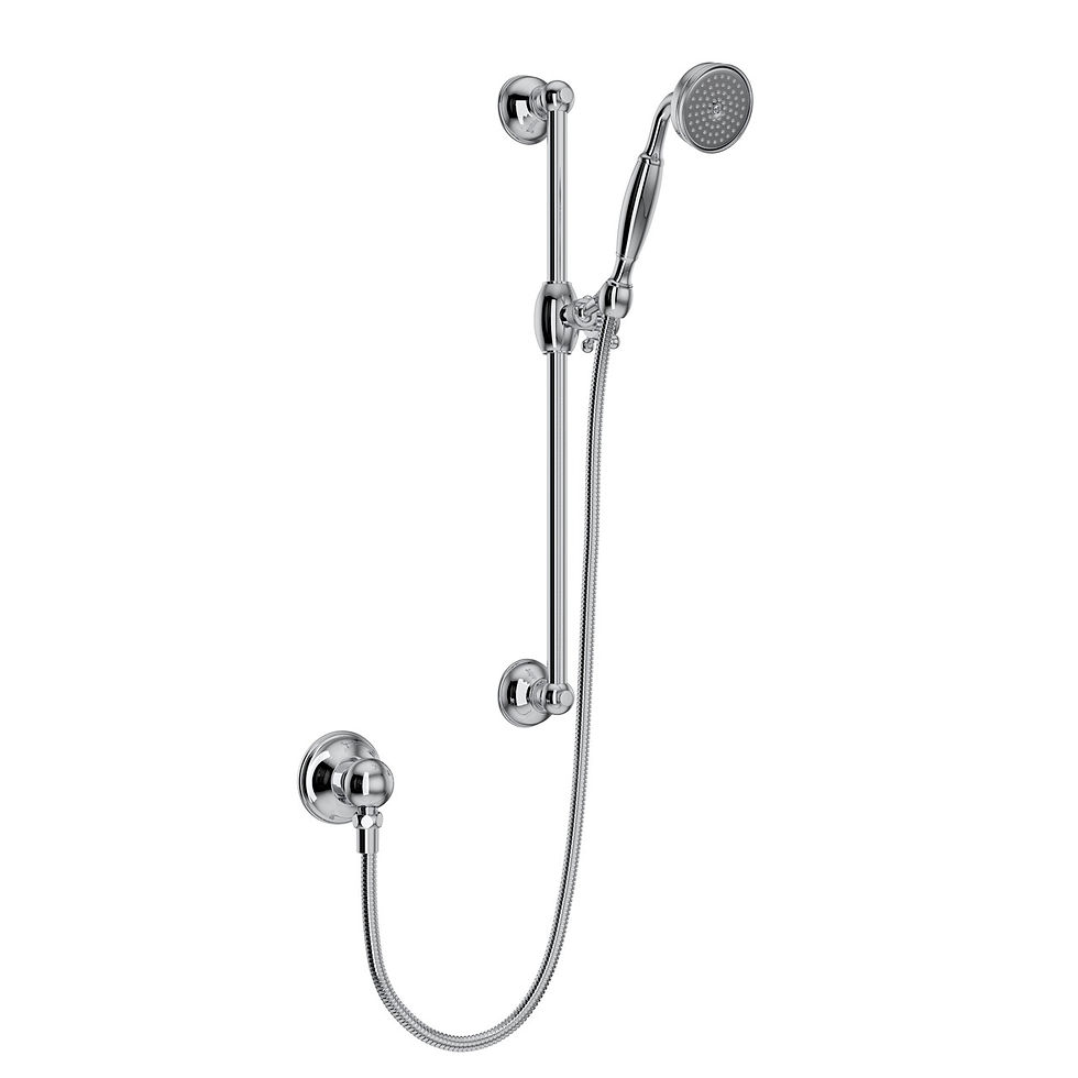 Thumbnail: ROHL Handshower Set With 22" Slide Bar and Single Function Handshower — 1301E