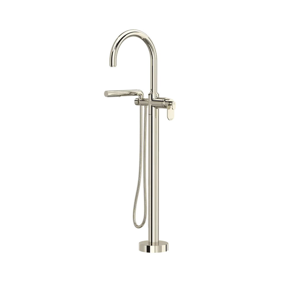 Thumbnail: Riobel ARCA 2-way Type T coaxial floor-mount tub filler with hand