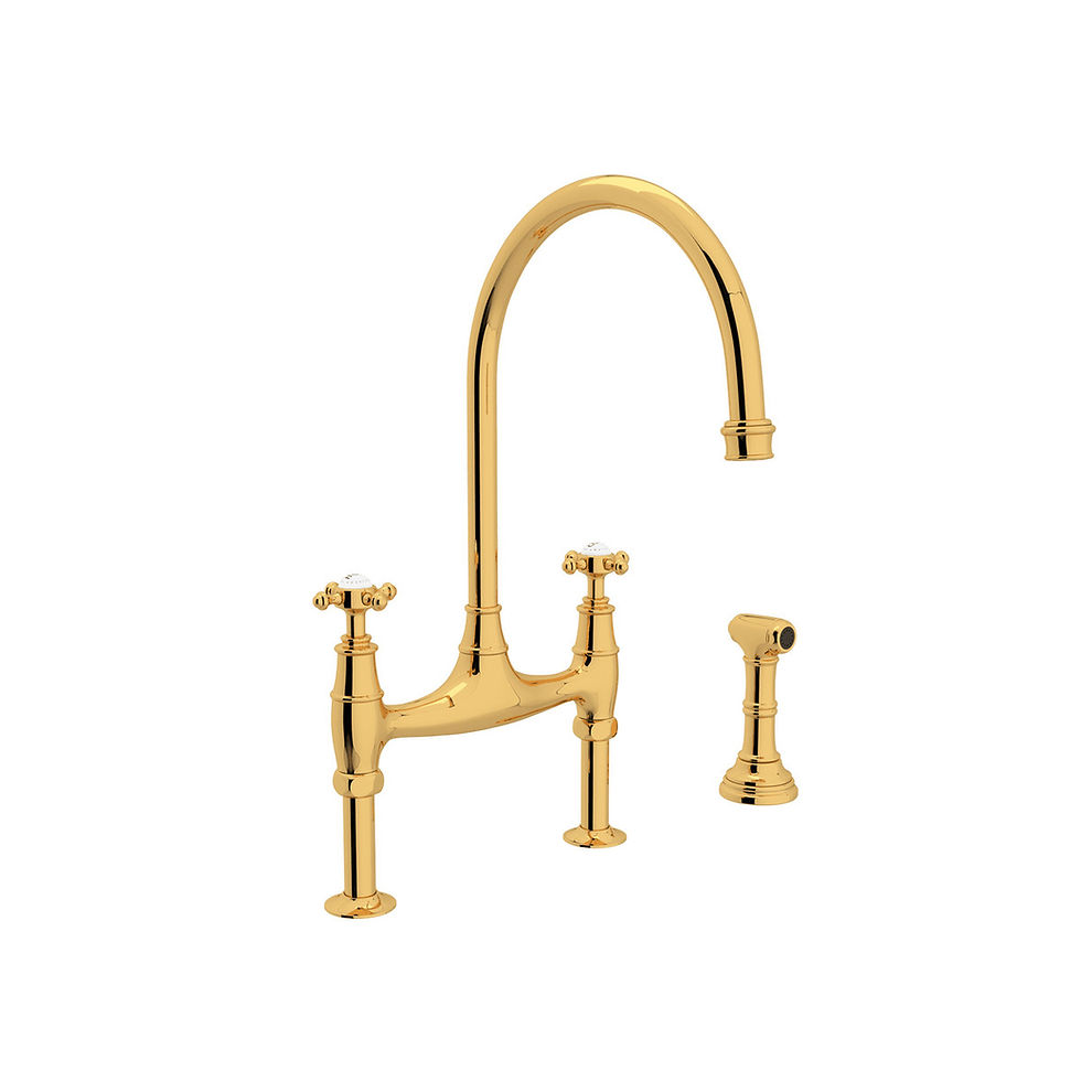 Thumbnail: Perrin & Rowe Georgian Era Bridge Kitchen Faucet With Side Spray