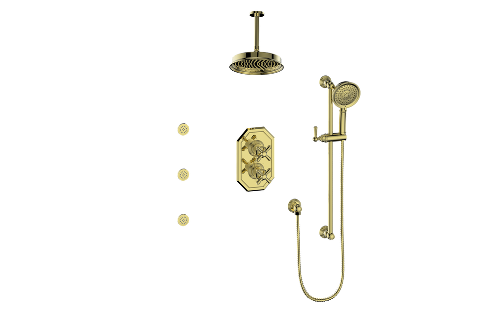 Vogt Carinthia 3-Way TH Shower Kit with Body Jets and 6" Ceiling Arm