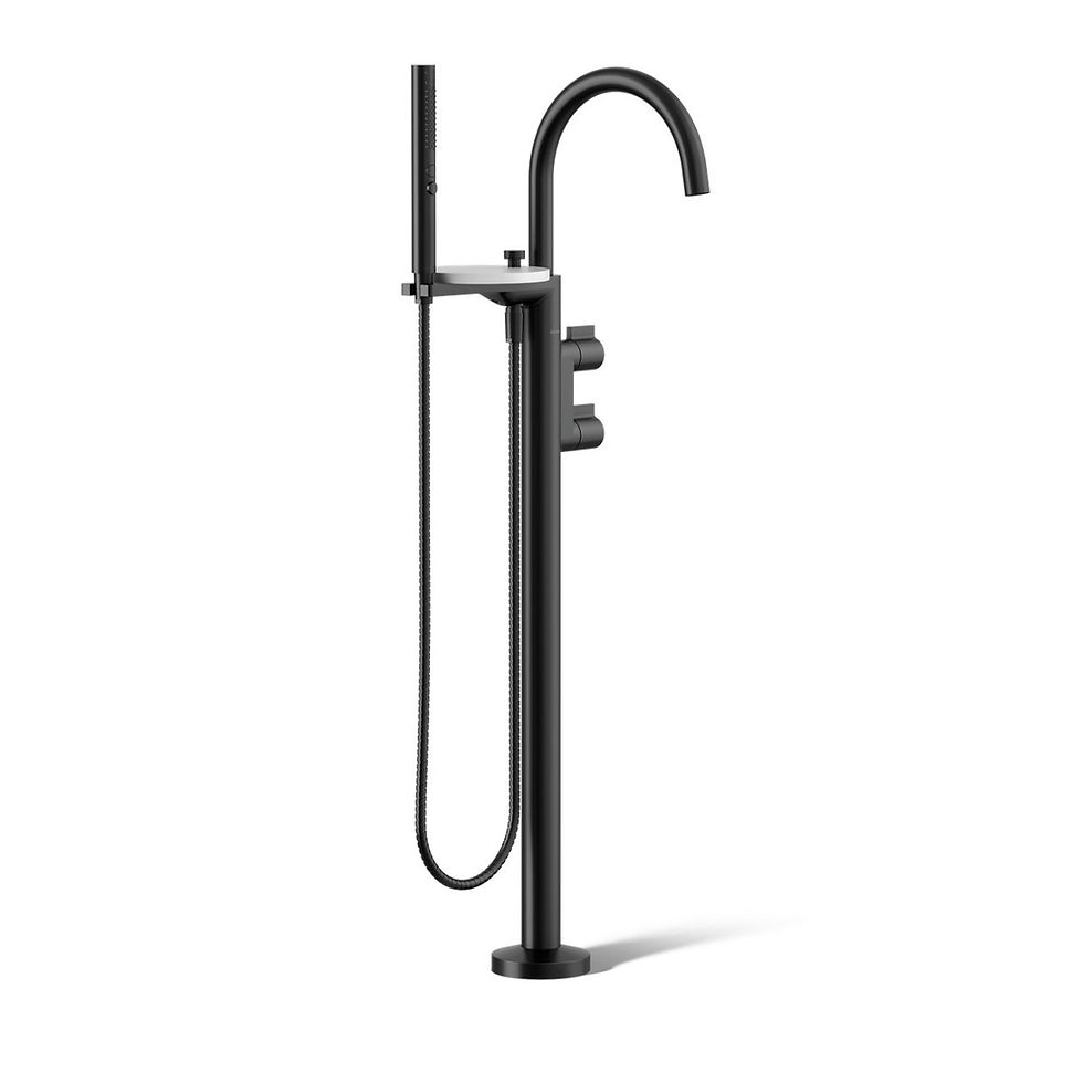 Thumbnail: Kohler Components Floor-mount bath filler trim with lever handles… — K-T77984-4