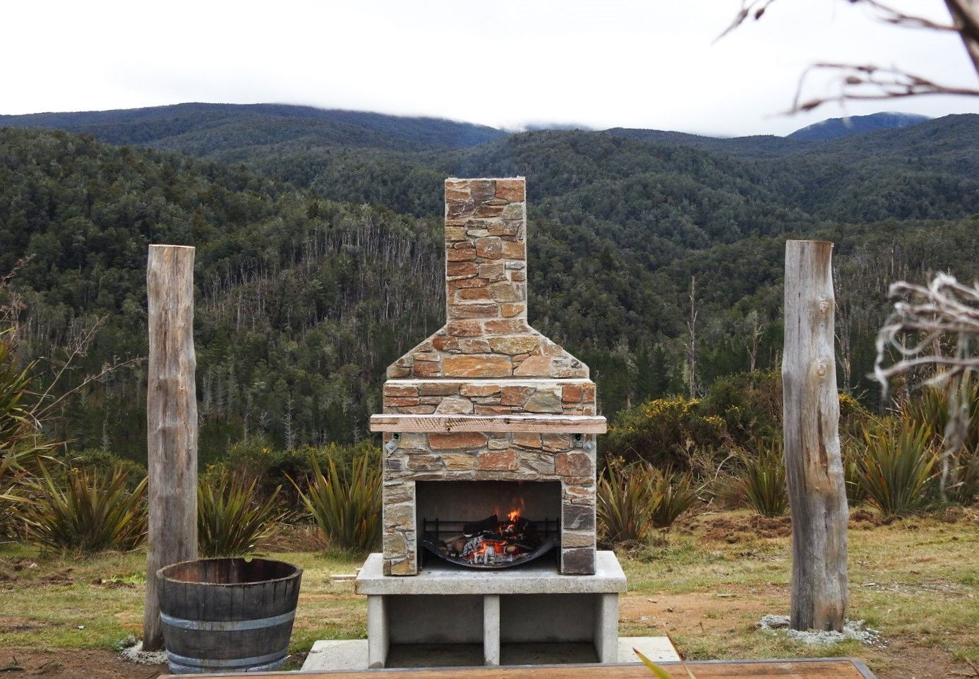 Schist Fireplace with Single Base
