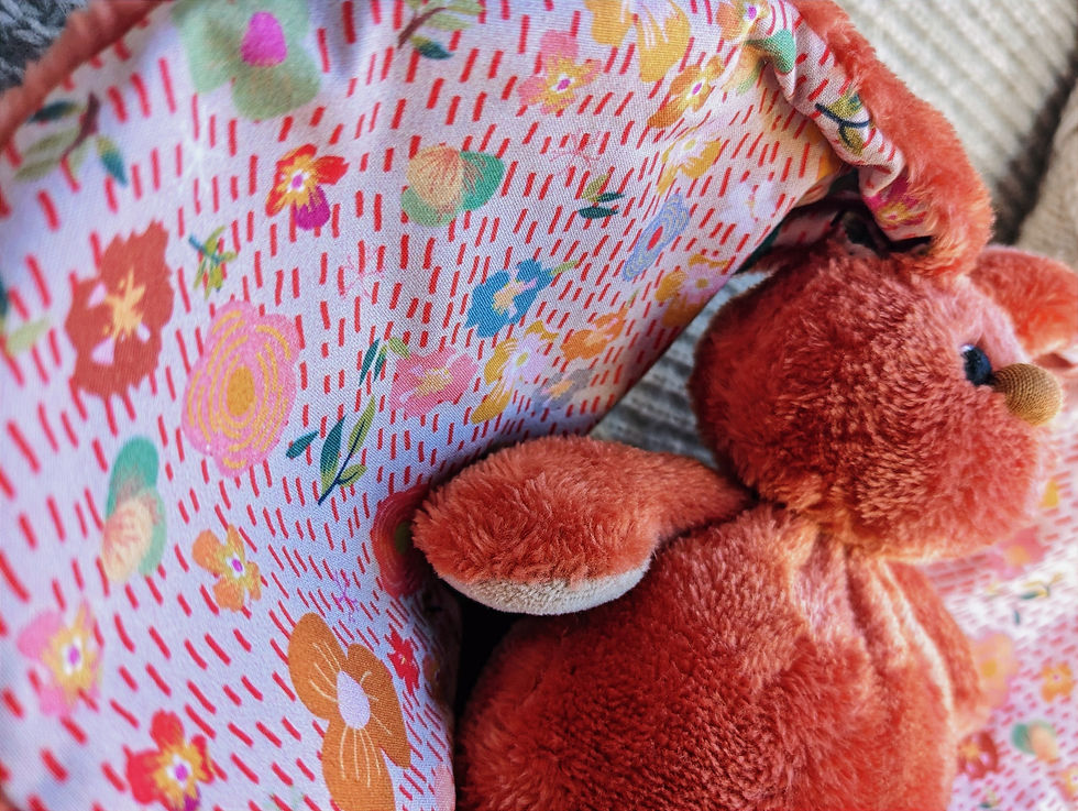 Miniature : Peluche doudou lapin grandes oreilles-Oekotex-Pièce unique-Rouille, multicolore, fleurs-Made in France-Tipinpintoumou-Monade