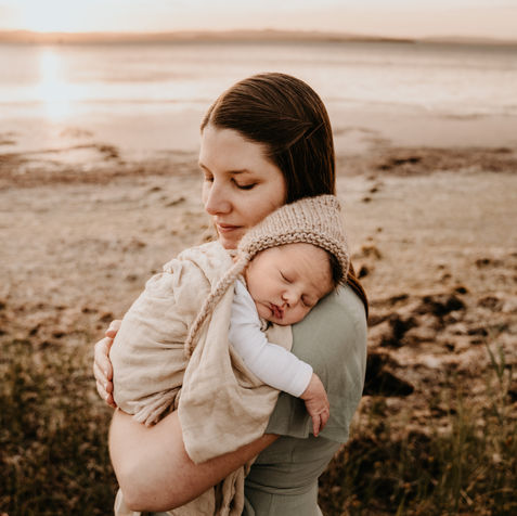 outdoor newborn sunset