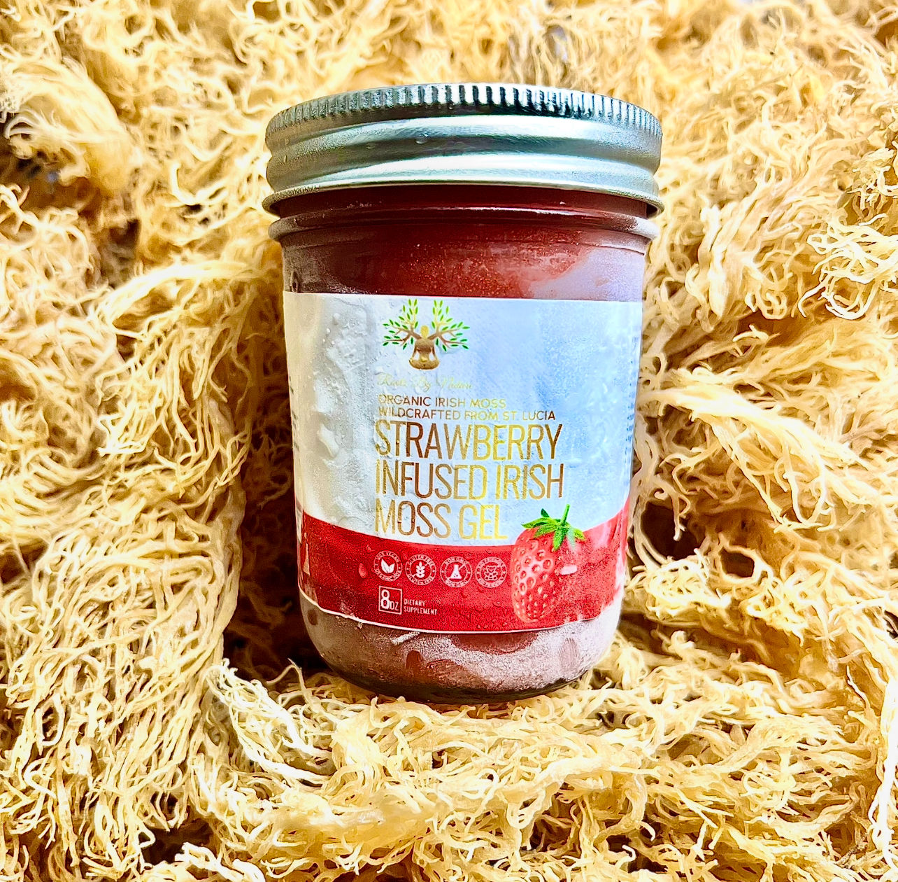 Organic Strawberry Infused Chondrus Crispus (Irish Moss) 8oz