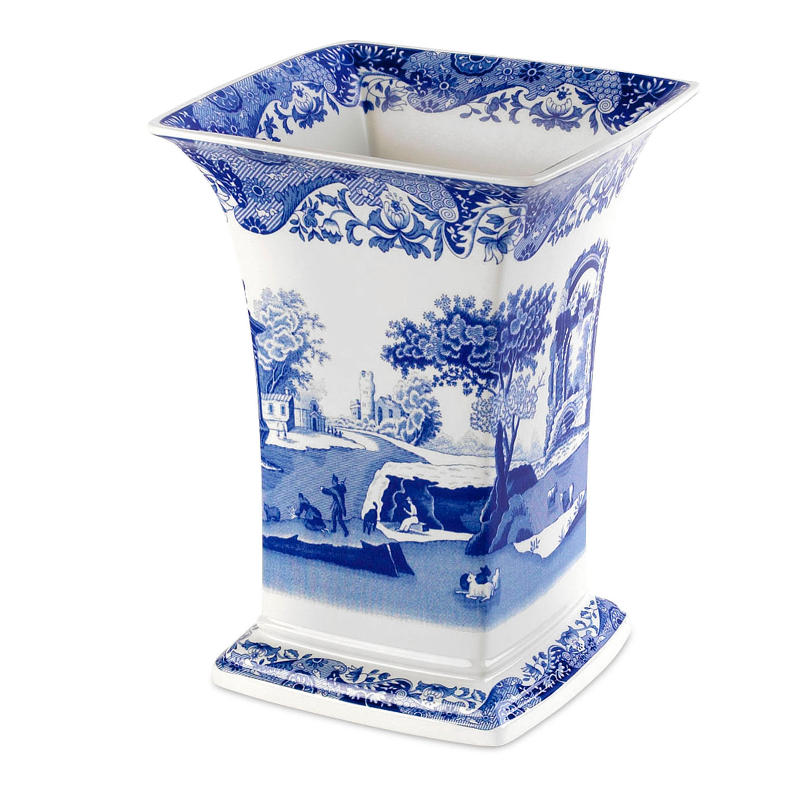 Spode Blue Italian - 20cm Square Vase