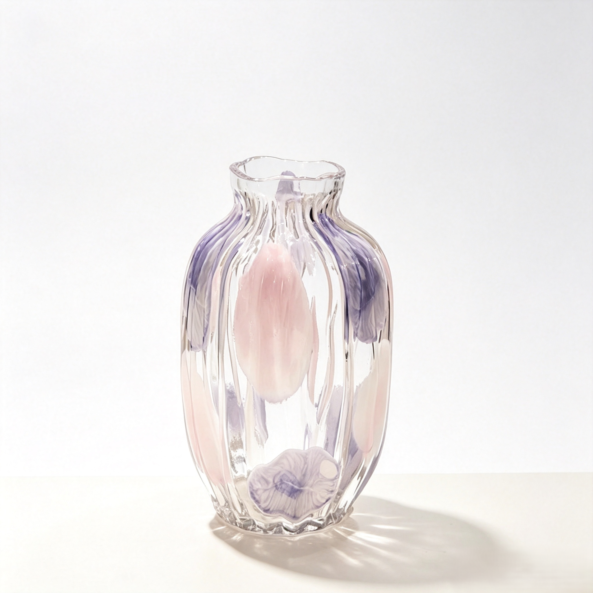 Swirl Petal Hand‑Blown Glass Vase 16xH29cm